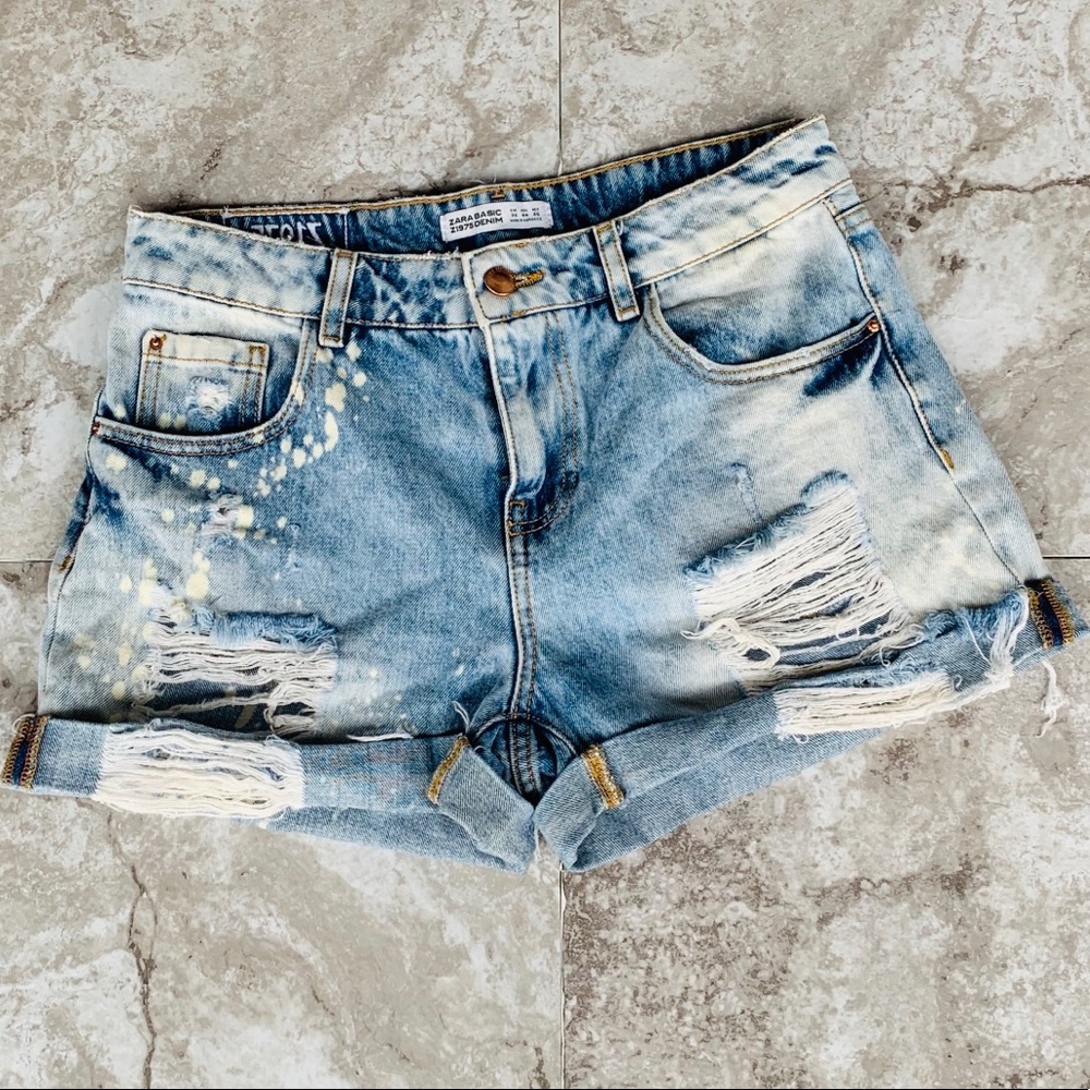 ZARA Distressed Denim Shorts